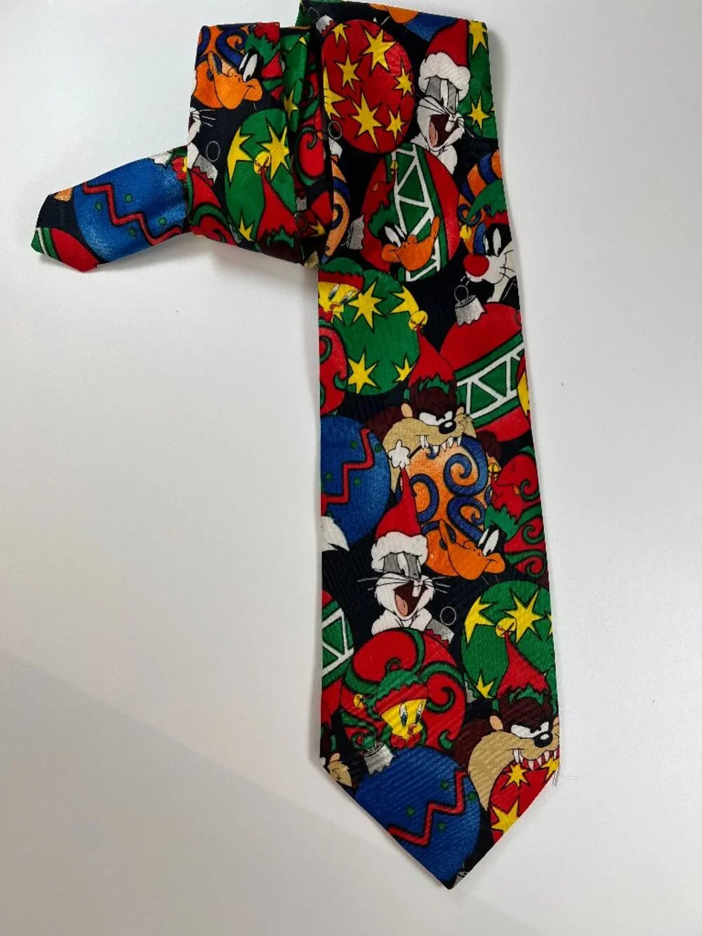 Vintage 1996 Warner Bros Looney Tunes Mania Christmas Tie Bugs Bunny Daffy Duck